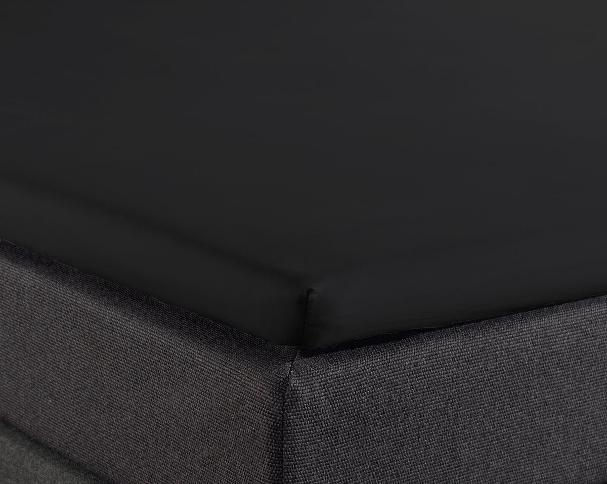 Splittopper hoeslaken katoen percal zwart 160 x 210 cm, voor verstelbare boxspring en topdekmatras