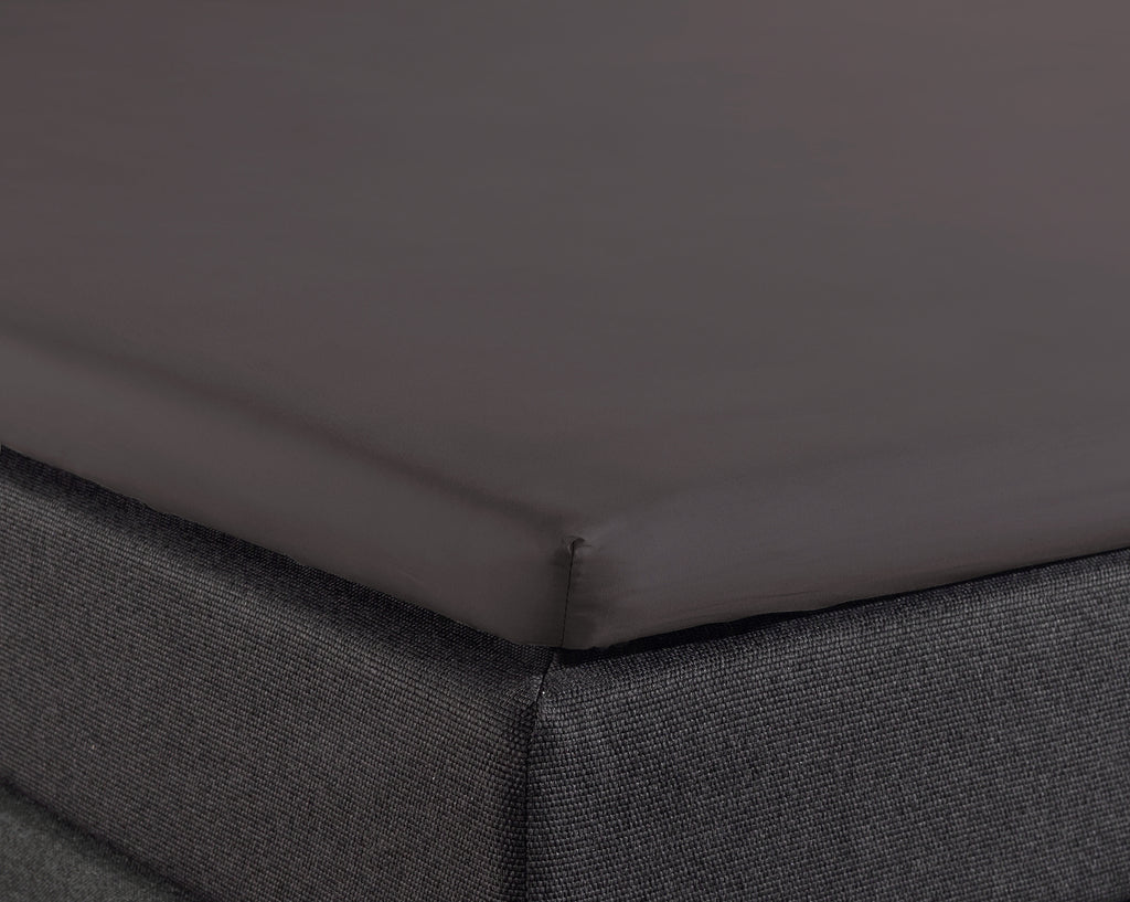 Hoeslaken splittopper katoen percal antraciet 140 x 200 cm, voor boxspring en matras