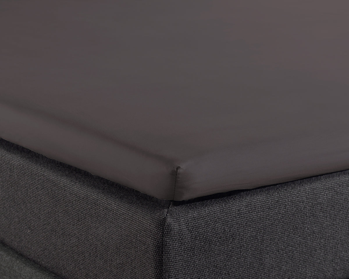 Hoeslaken splittopper katoen percal antraciet 140 x 200 cm, voor boxspring en matras