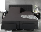 Hoeslaken splittopper percal katoen antraciet 160 x 220 cm, voor toppers tot 10 cm dik