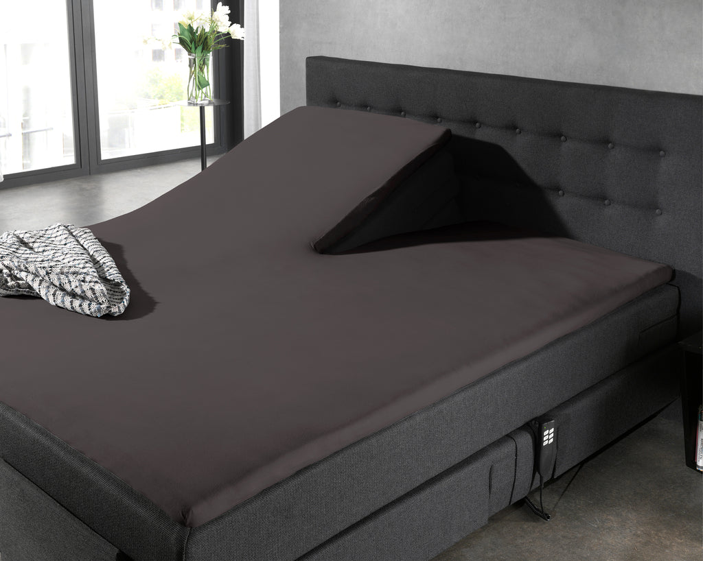 Hoeslaken splittopper katoen percal antraciet 180 x 220 cm, hoekhoogte 15 cm
