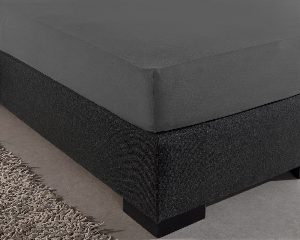 Hoeslaken jersey katoen antraciet 80/100 x 220 cm, hoekhoogte 40 cm voor boxspring en matras
