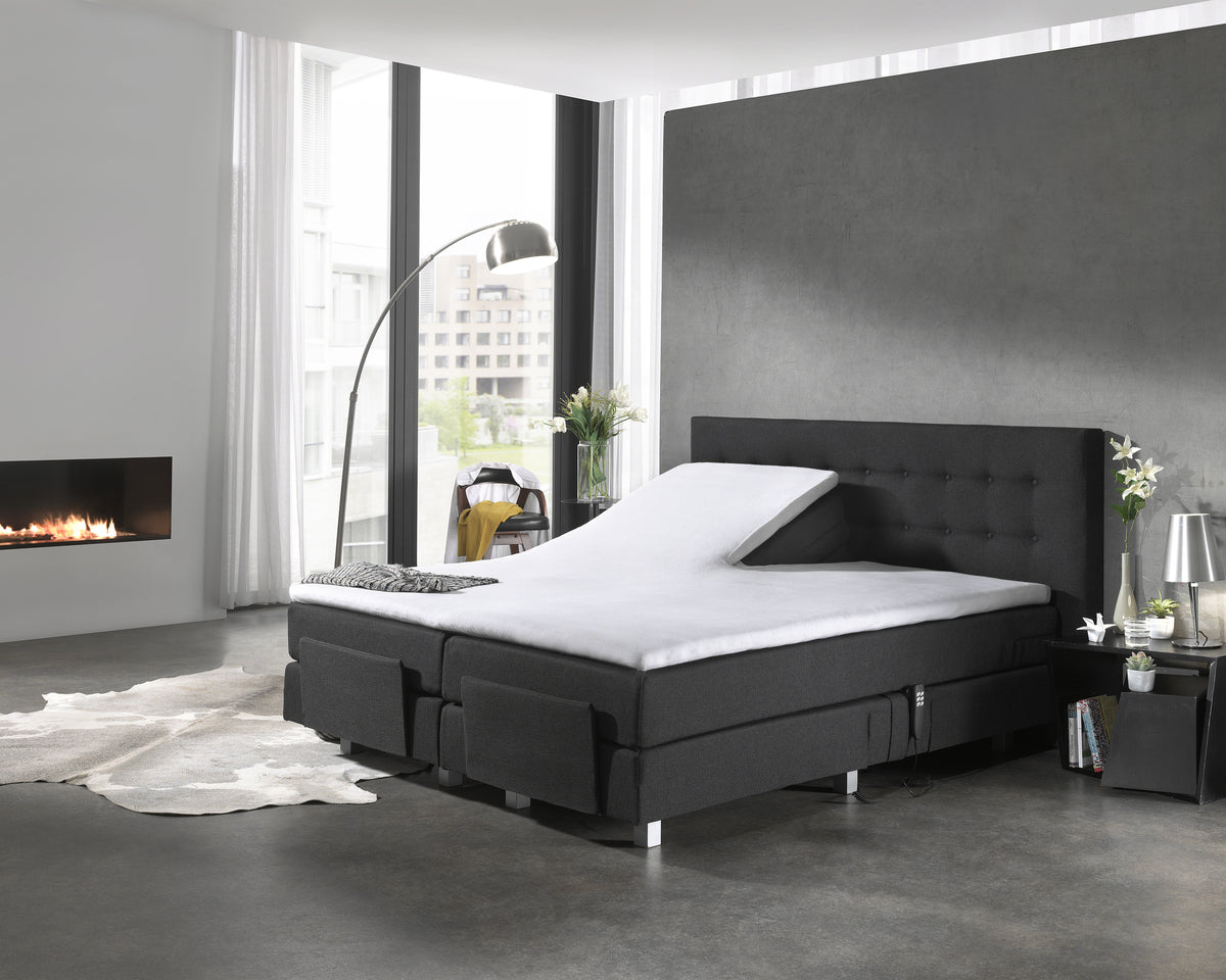 Molton split-topper hoeslaken katoen wit 160 x 200/220 cm, hoekhoogte 15 cm, anti-huisstofmijt