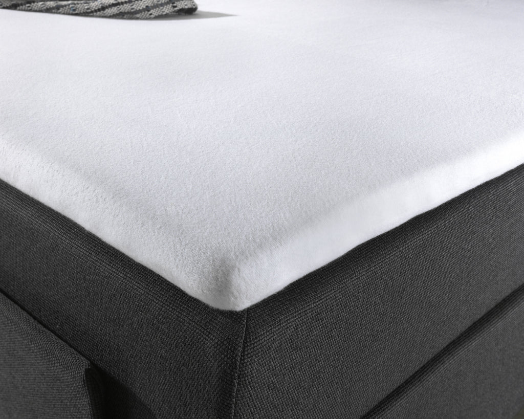 Molton split-topper hoeslaken katoen wit 160 x 200/220 cm, hoekhoogte 15 cm, anti-huisstofmijt