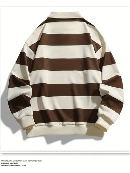 Gestreiftes Langarm-Poloshirt mit Kragen