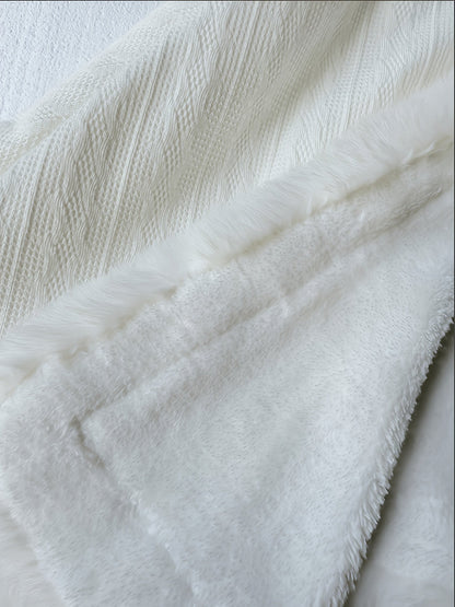 Women's white winter jacket with faux fur trim
