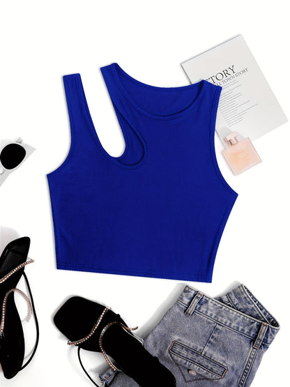Damen Asymmetrisches Crop Top für Sommer – Modisches Party- und Freizeitoberteil