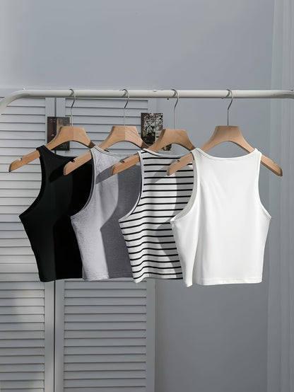 Women's Basic Crop Top Set – Casual Sports Tank Tops for Everyday & Leisure