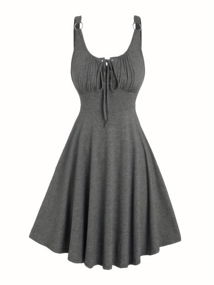 Damen Skaterkleid mit Schnürung – Freizeitkleid im Vintage-Stil für Alltag und Sommer