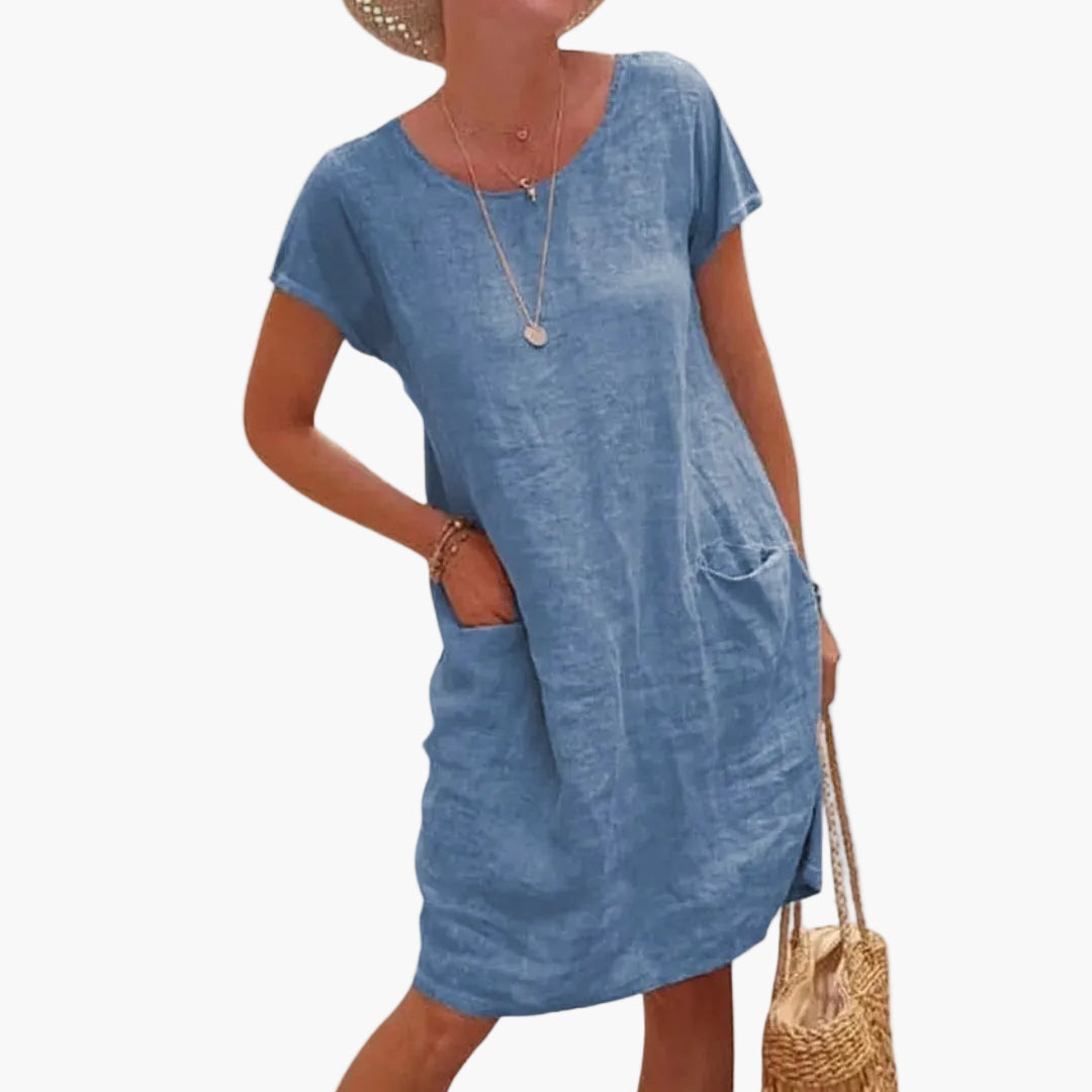 Women's casual dress summer short-sleeve loose with pockets – perfect for everyday life and vacation