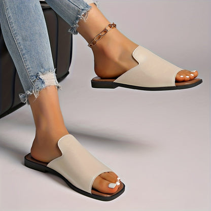 Women's Slip-On Sandals with Square Toe – Modern Style for Everyday and Leisure