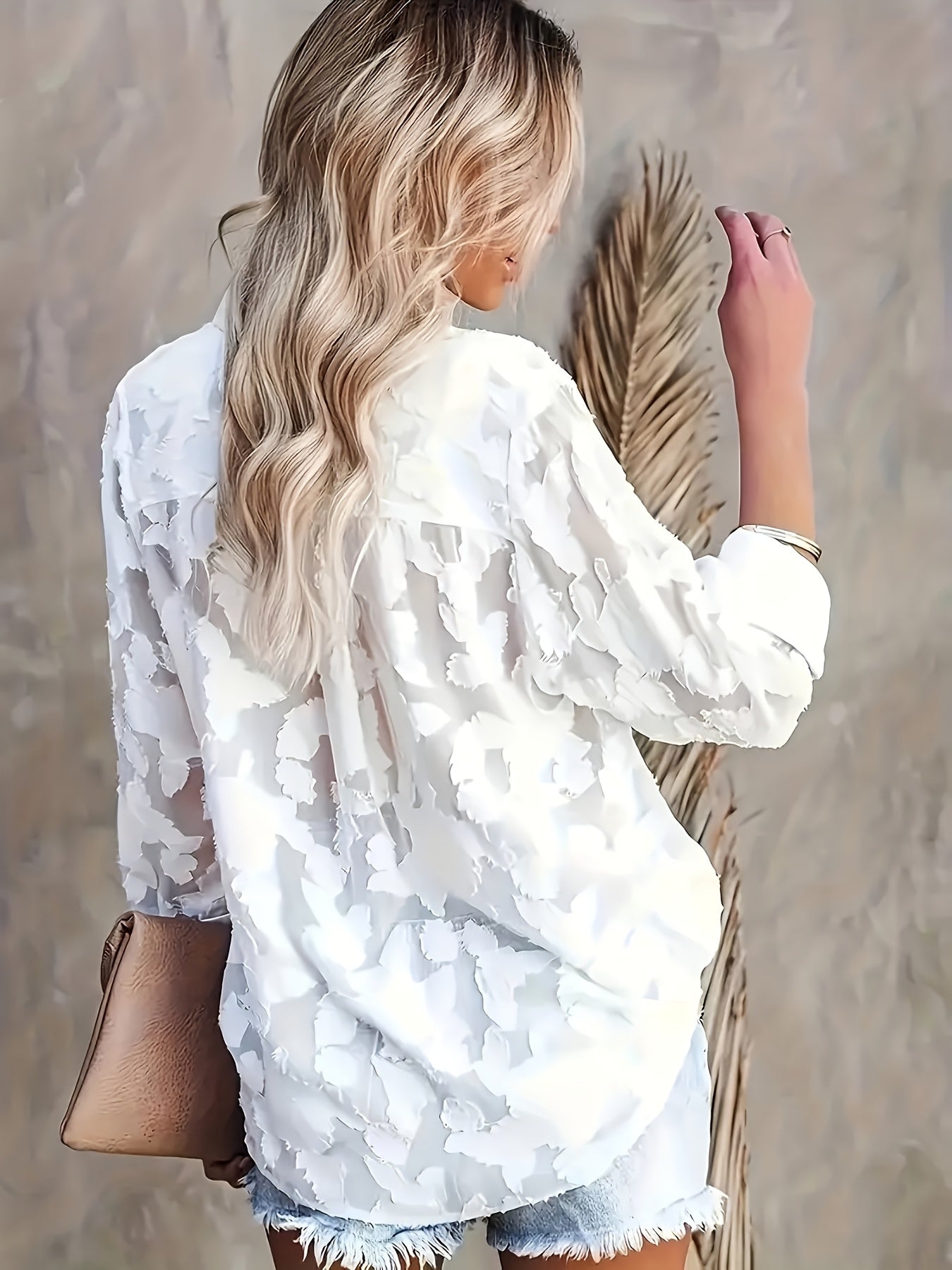 Women's blouse with floral texture and modern cut – stylish casual and office wear