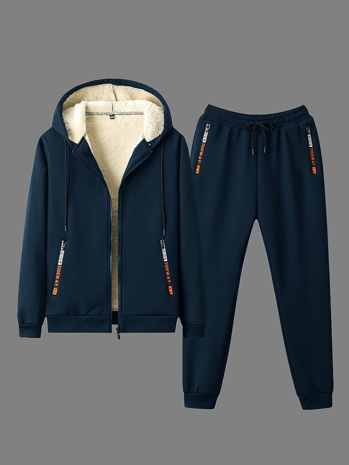 Unisex tracksuit set with lined hooded jacket and jogging pants