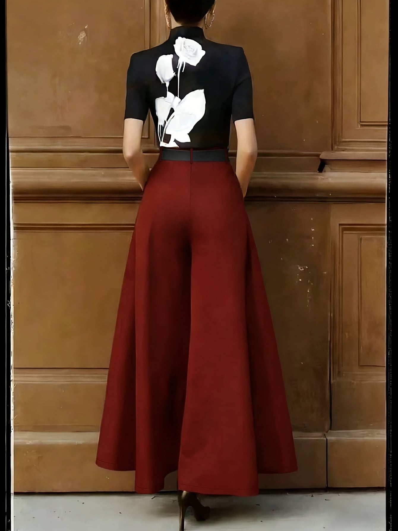 Damen Weitbeinige Palazzo Hose – Eleganter Business und Abend Look