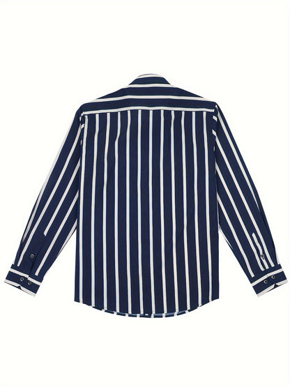 Herren Slim Fit Streifenhemd – Modernes Business & Freizeit Langarmhemd