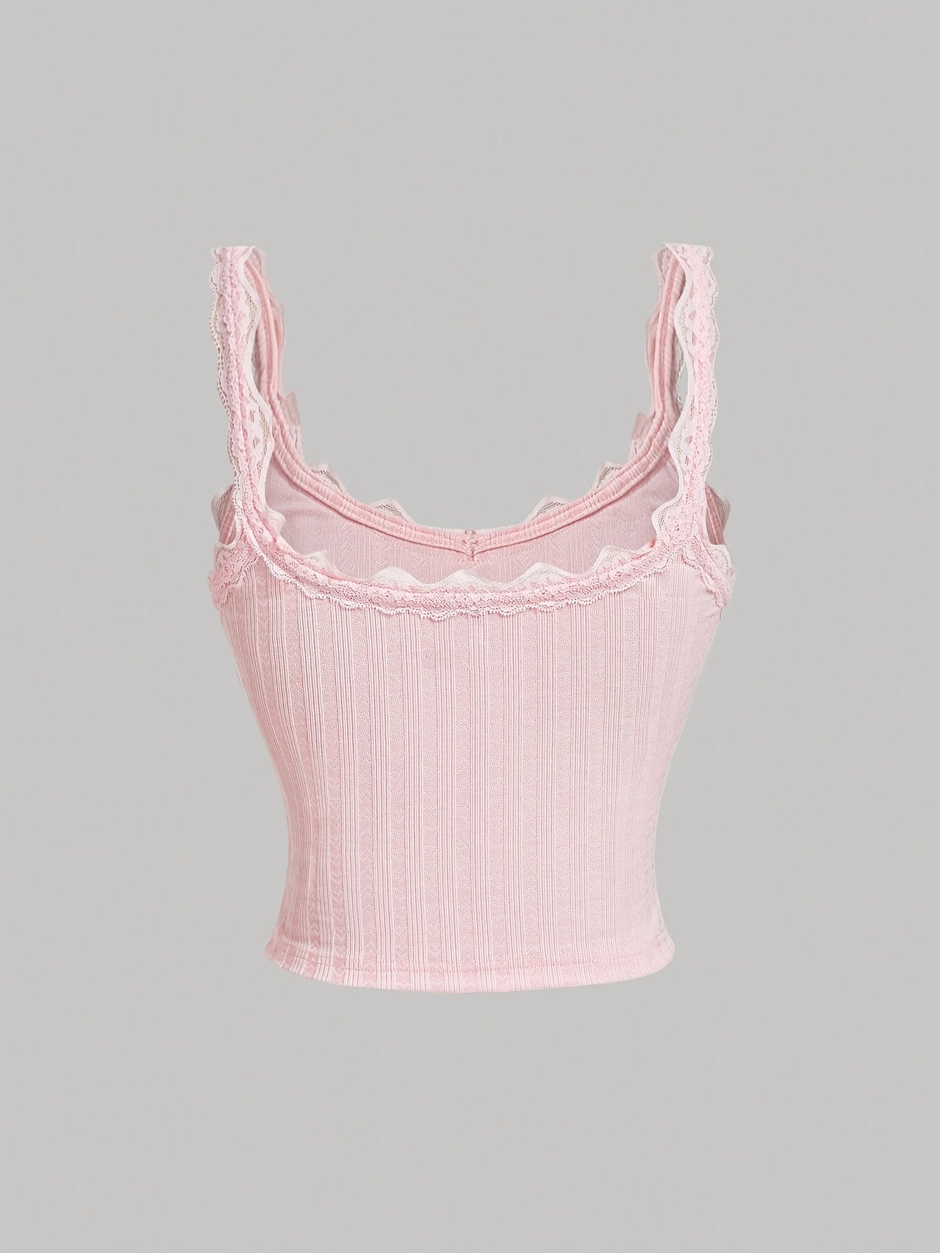 Women's Coquette-Style Camisole Top with Lace and Bow – Feminine Vintage Layering for Casual Wear