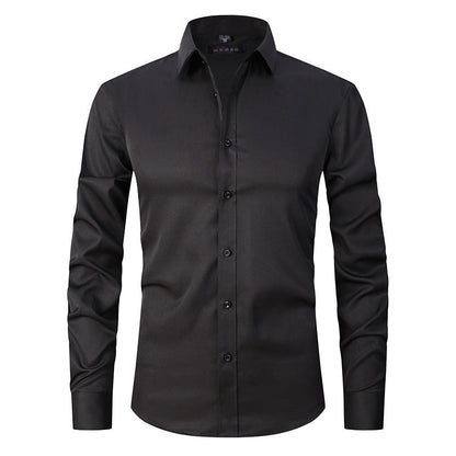 Allen – Long-sleeved slim men's shirt in solid stretch