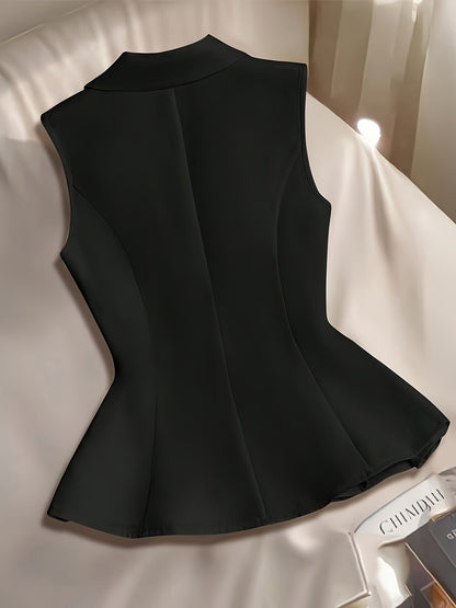 Women's Elegant Sleeveless Vest with Waist Shaping and Peplum for Business and Casual Wear