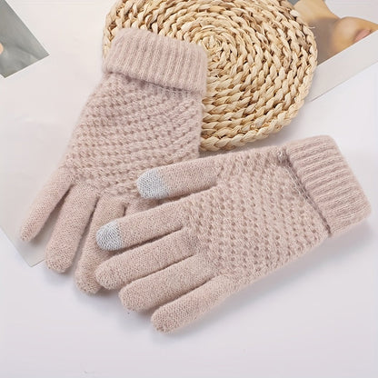 Unisex knitted gloves with touchscreen functionality, warm winter gloves