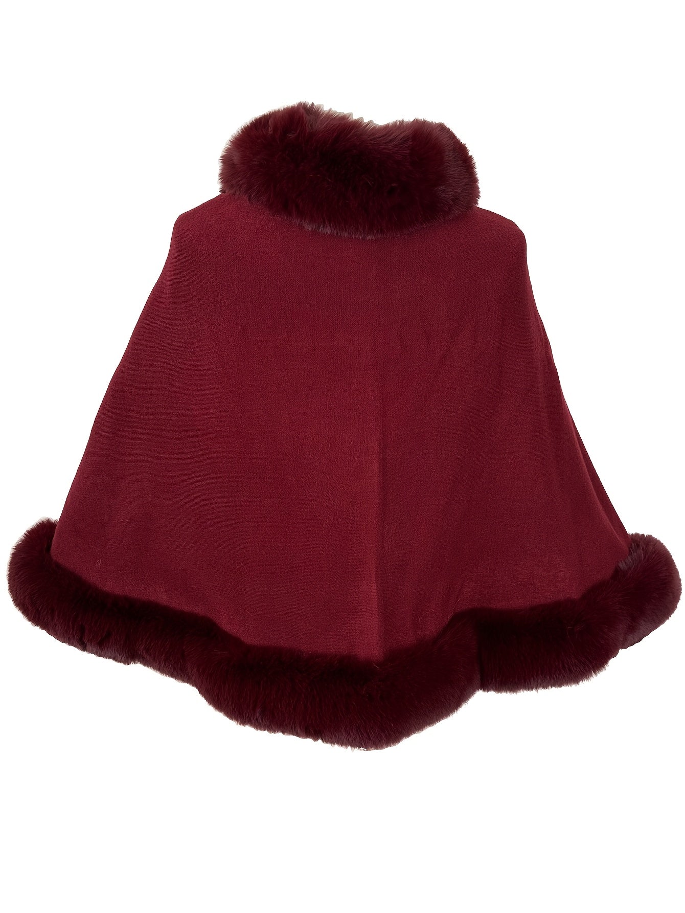 Women's cape with faux fur trim - Warm poncho design