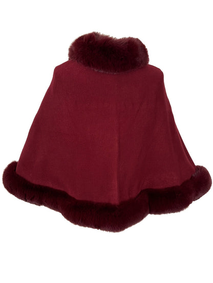 Women's cape with faux fur trim - Warm poncho design