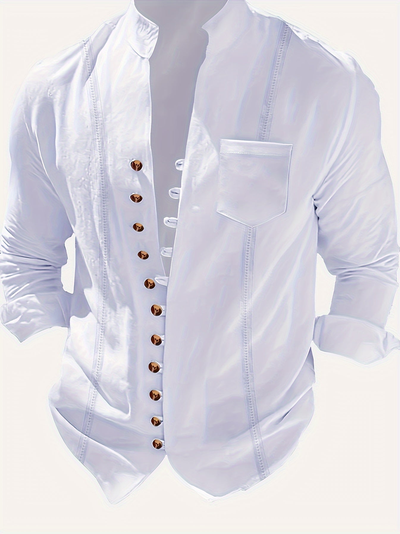 Men's Stand Collar Casual Shirt with Button Placket – Casual Look for Everyday and Special Occasions