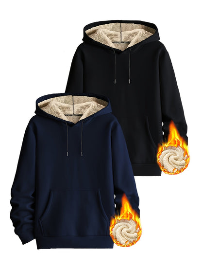 Hoodie set, 2-pack, with teddy lining; lined, warm hooded sweatshirt