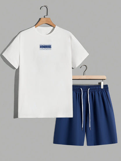 Men's Streetwear Set with Print – Modern T-Shirt and Shorts with WONDROUS Graphic, Casual Outfit
