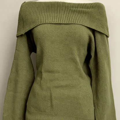 Women's off-the-shoulder knit sweater with a scoop neckline – Multiple colors