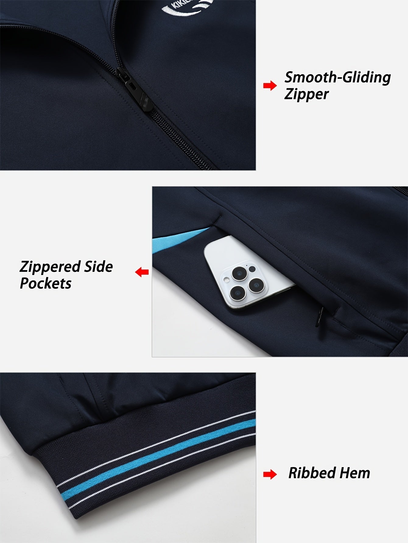 Men’s two-piece tracksuit with stand-up collar jacket and pants