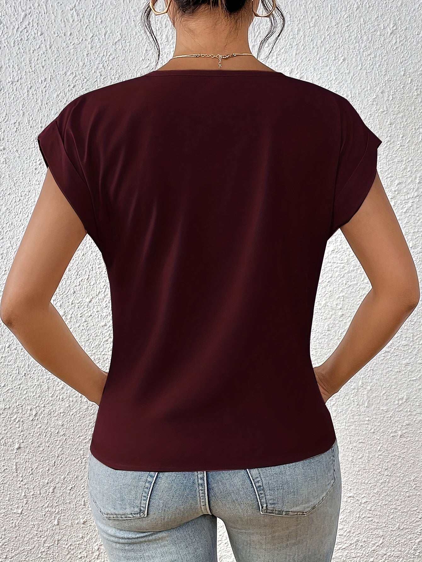 Women's Elegant Wrap Blouse with V-Neck for Everyday and Office