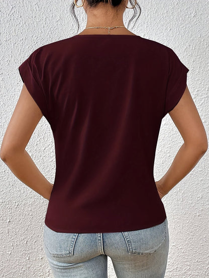 Women's Elegant Wrap Blouse with V-Neck for Everyday and Office