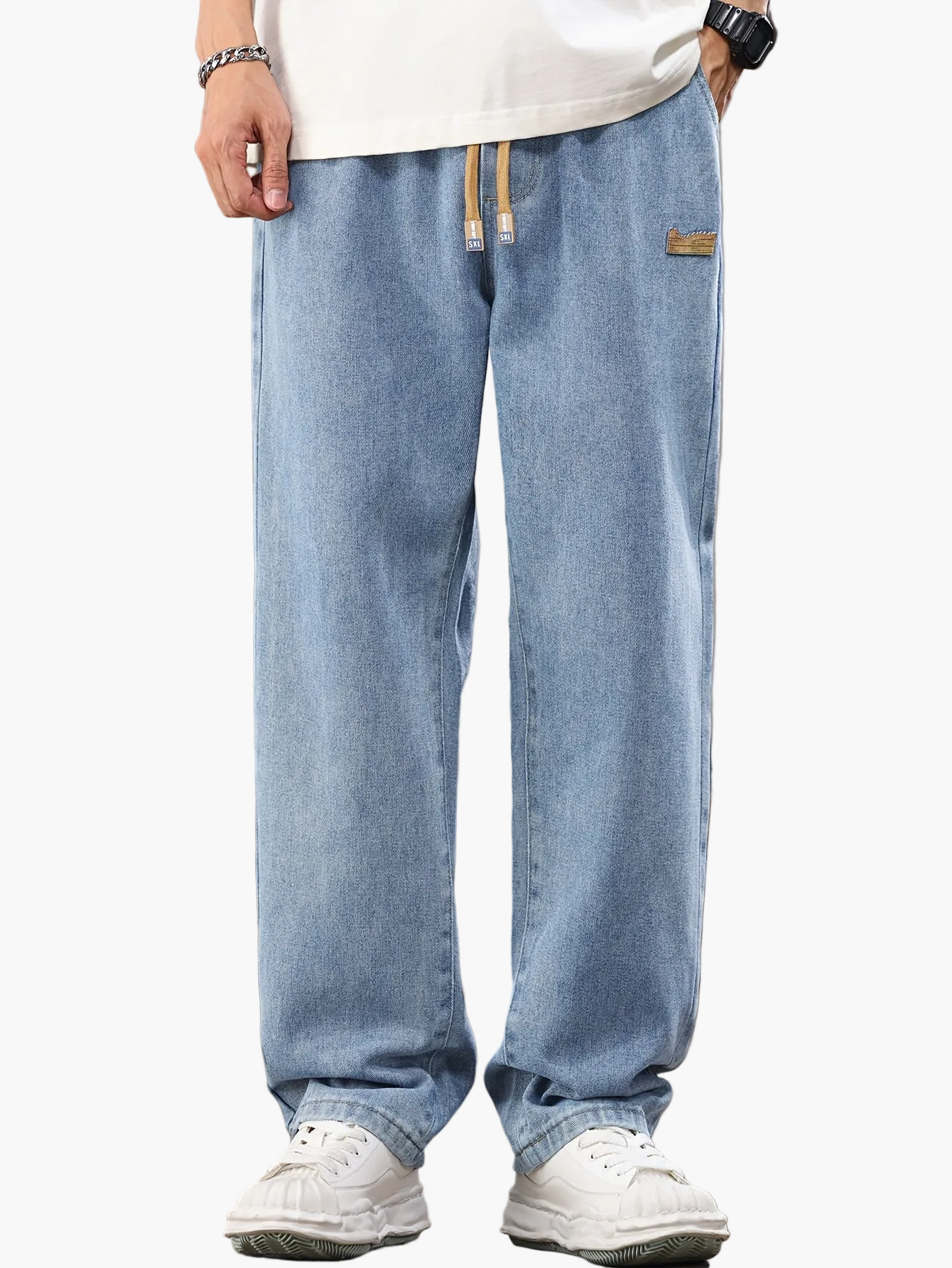 Men's Relaxed Fit Jeans Joggers with Drawstring for Casual Leisure Looks