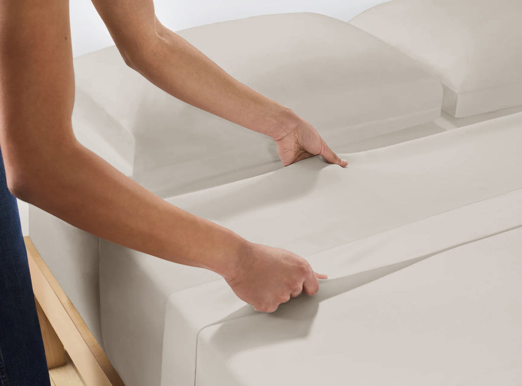 Laken katoen T144 crème 200 x 260 cm, zacht en ademend, machinewasbaar op 40°C