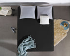 Topperhoeslaken katoen jersey stretch zwart 190/200 x 200/220 cm, hoekhoogte 15 cm voor topdekmatrassen