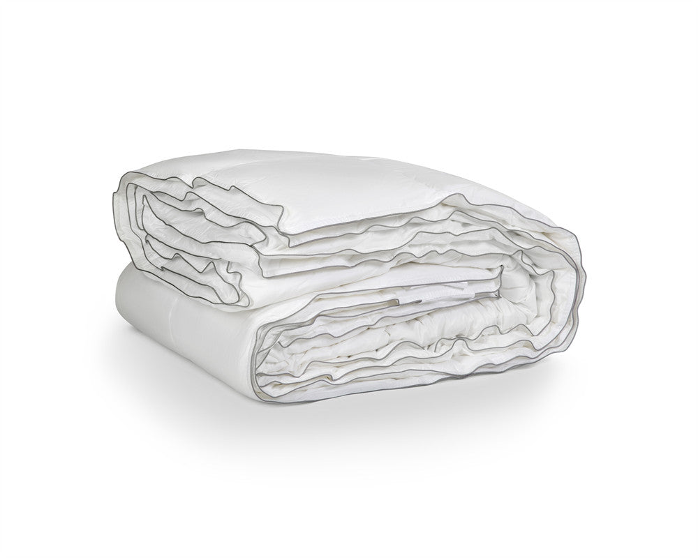 Dekbed 4-seizoenen percale katoen wit 200 x 200 cm, met drukknopen en eco-dons vulling