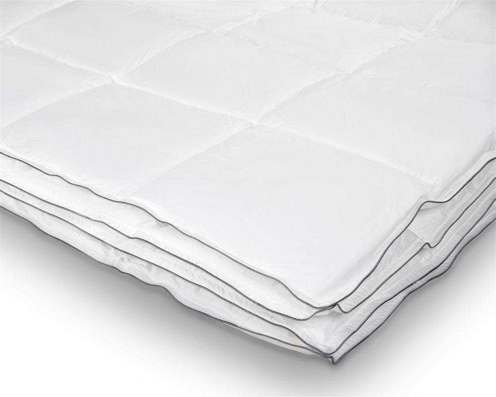 Dekbed 4-seizoenen percale katoen wit 200 x 200 cm, met drukknopen en eco-dons vulling
