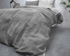 Dekbedovertrek flanel gewassen katoen grijs 240 x 220 cm, met 2 kussenslopen 60 x 70 cm