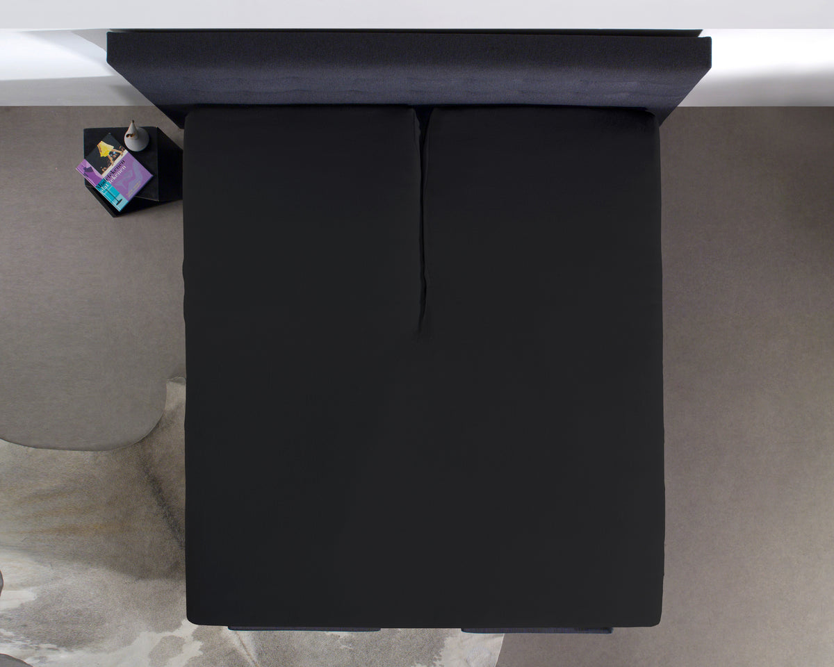 Splittopper hoeslaken katoen percal zwart 200 x 220 cm, hoekhoogte 15 cm, voor boxspring en matras