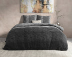 Dekbedovertrek flanel antraciet verloop gebreid motief 200 x 220 cm, met 2 kussenslopen 60 x 70 cm