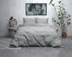 Dekbedovertrek flanel katoen grijs met geometrisch dessin 240 x 220 cm, met 2 kussenslopen 60 x 70 cm