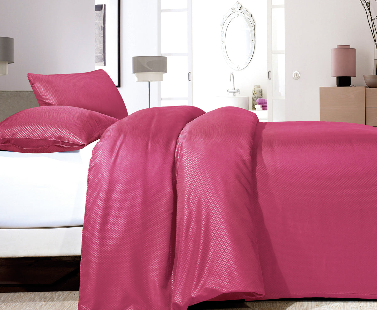 Dekbedovertrek micropercal geëmbosseerd Satin Point roze 240 x 220 cm, met 2 kussenslopen 60 x 70 cm