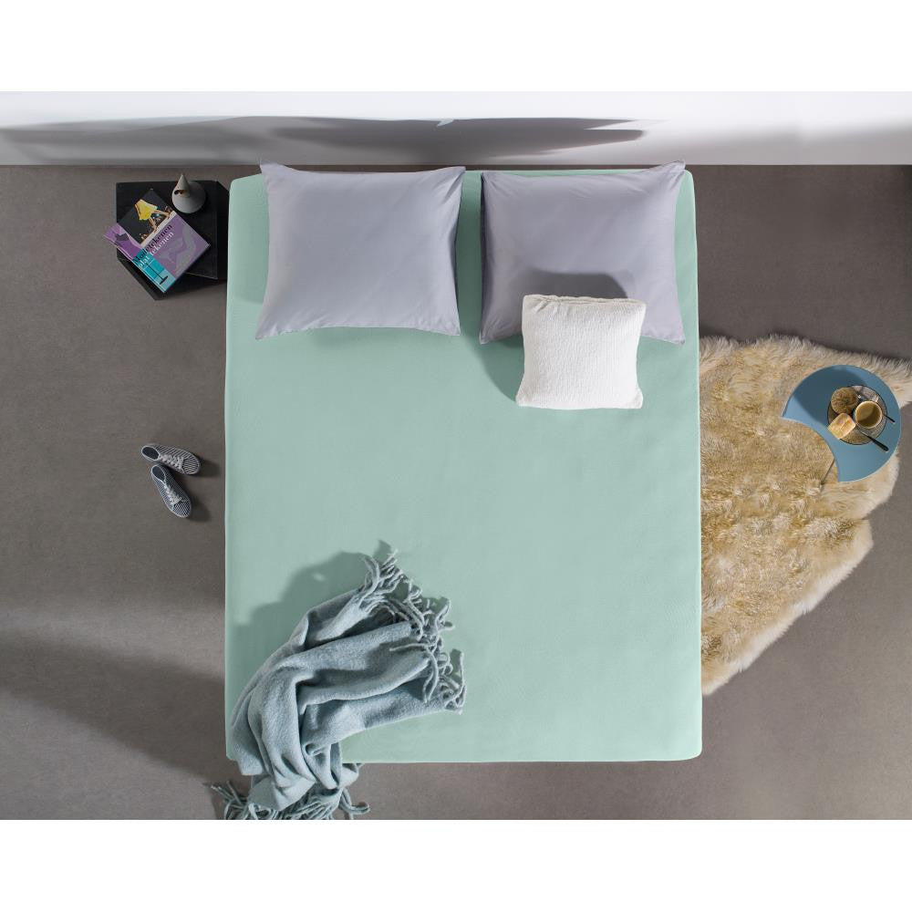 Hoeslaken jersey katoen pastelblauw 140 x 200/220 cm, hoekhoogte 40 cm, voor boxspring en matras