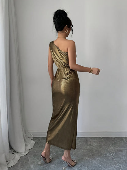 Women's One-Shoulder Bodycon Party Dress – Elegant Asymmetric Cut for Special Occasions