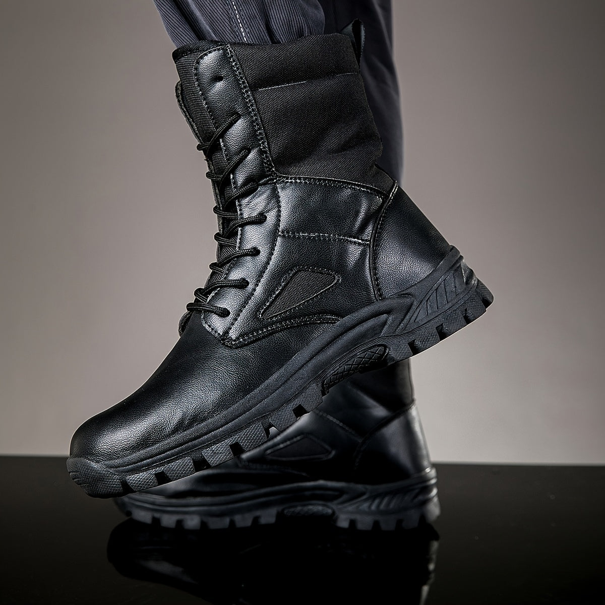 Men's lace-up boots with a high shaft and durable sole