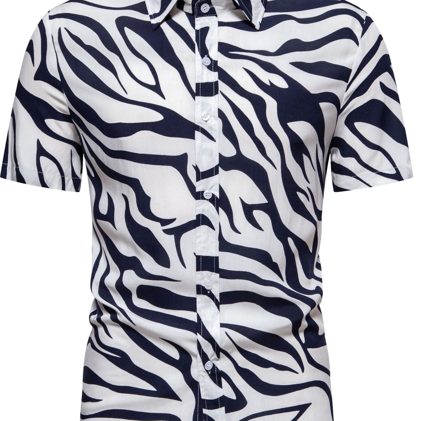 Herren Kurzarm Resort Hemd mit Zebra Muster – Modisches Statement für Freizeit und Urlaub