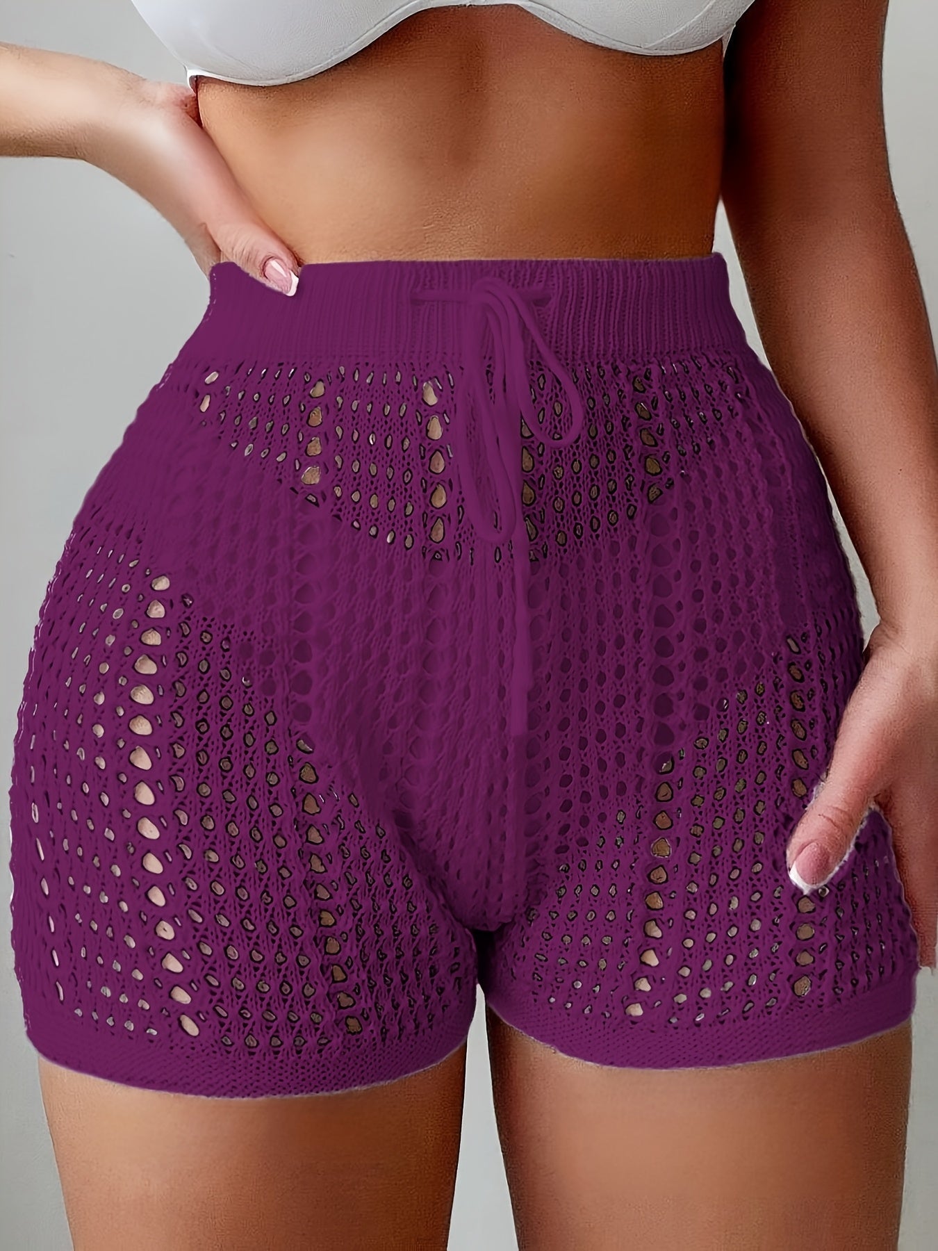Women's Crochet Shorts High Waist Beachwear – Airy Mesh Shorts for Vacation and Summer