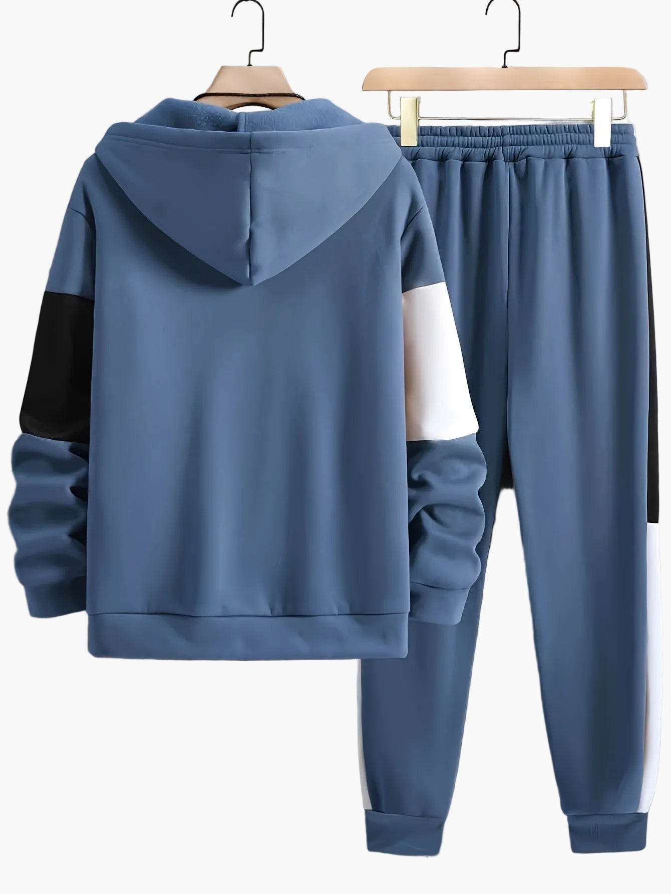 Herren Freizeit Trainingsanzug mit Kapuze – Sportlicher Patchwork-Look für Alltag und Fitness