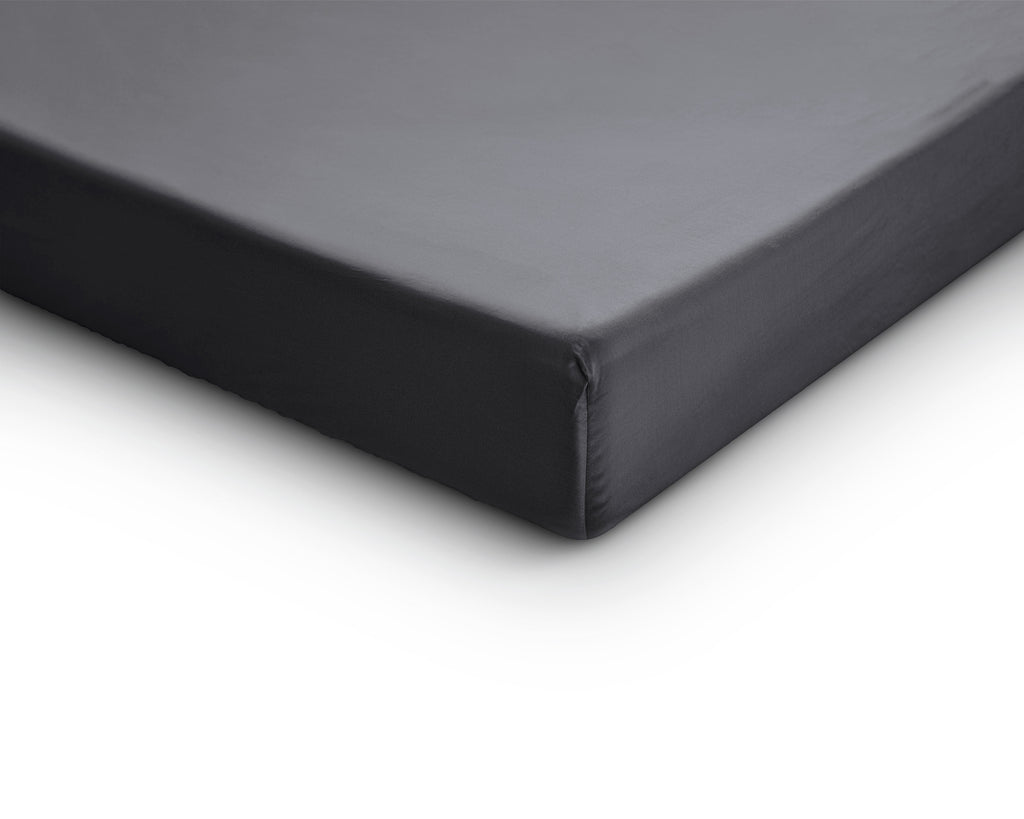 Hoeslaken katoensatijn T210 antraciet 120 x 200 cm, hoekhoogte 30 cm voor de slaapkamer