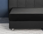 Hoeslaken katoensatijn zwart 120 x 200 cm, hoekhoogte 30 cm, T210, reactief gewassen, licht glanzend